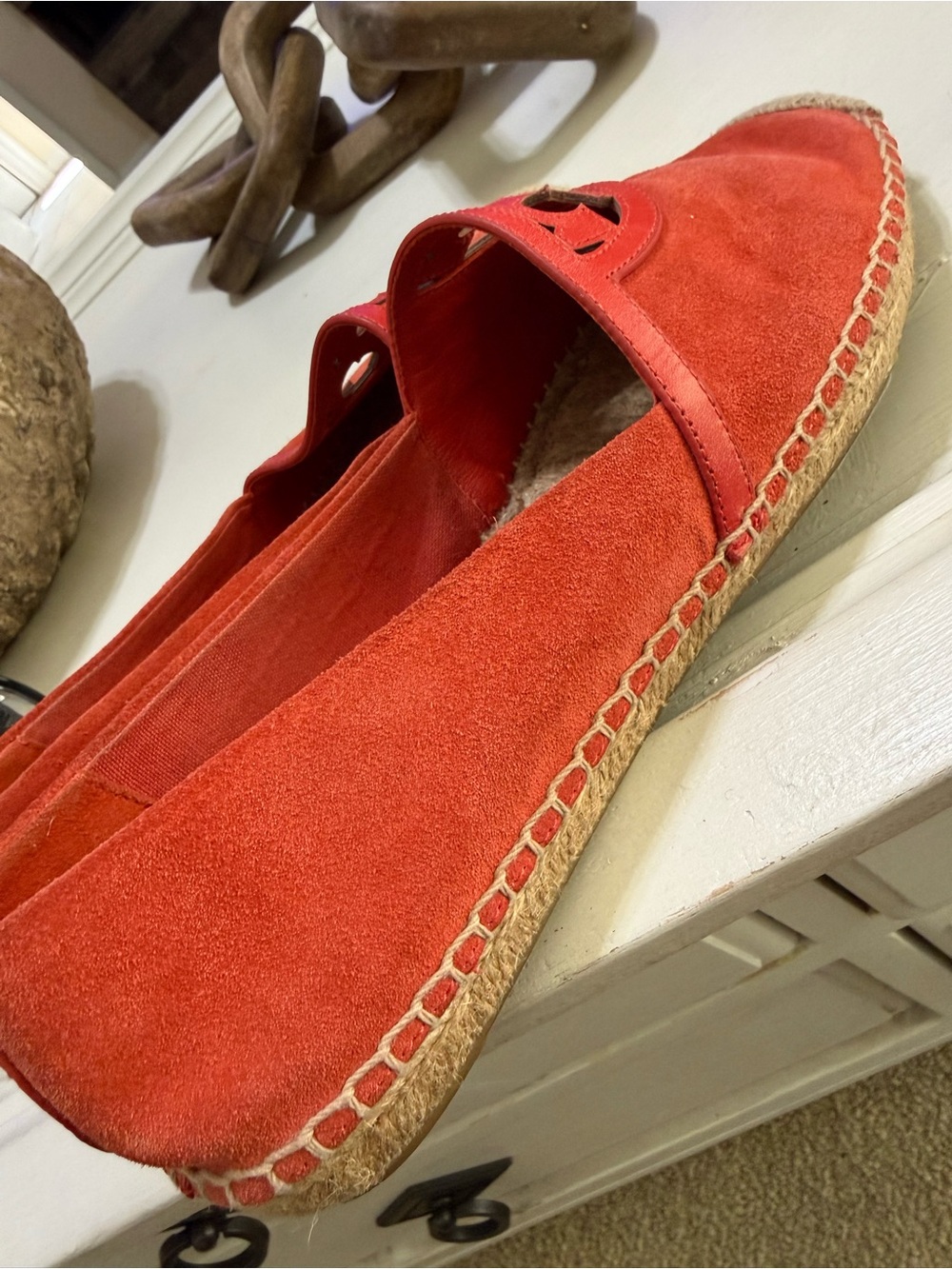 ($225) TORY BURCH Sydney Orange Suede Espadrille Flats 10 - Picture 11 of 13